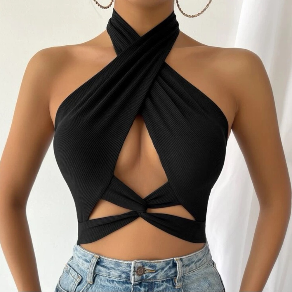 Black halter top